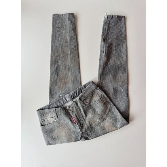 NWOT DSQUARED2 Cool Girl Swarovski Crystal Low Rise Skinny Ankle Jeans, Size 40 - Picture 7 of 16